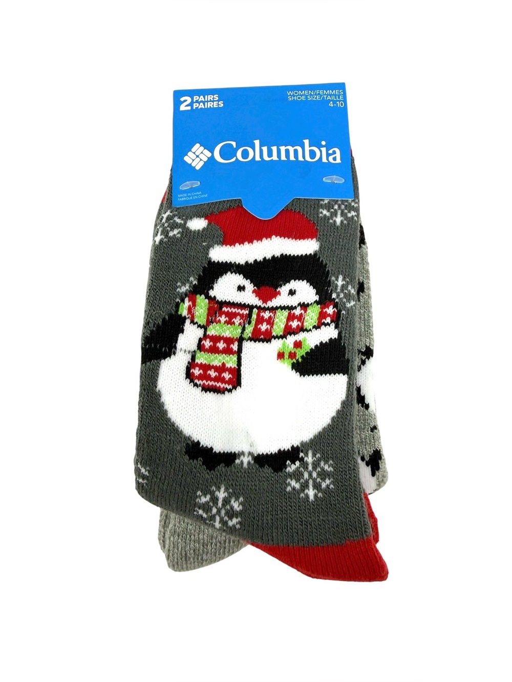 Columbia Winter Penguin Holiday Print 2 Pair Pack Socks NWT